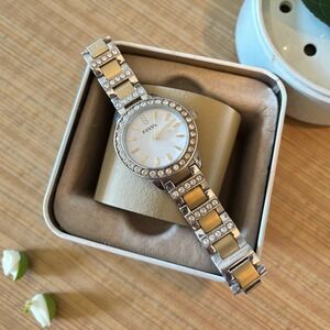 Fossil Women's Stainless Steel Crystal Accent Watch White Dial w/Montana Box